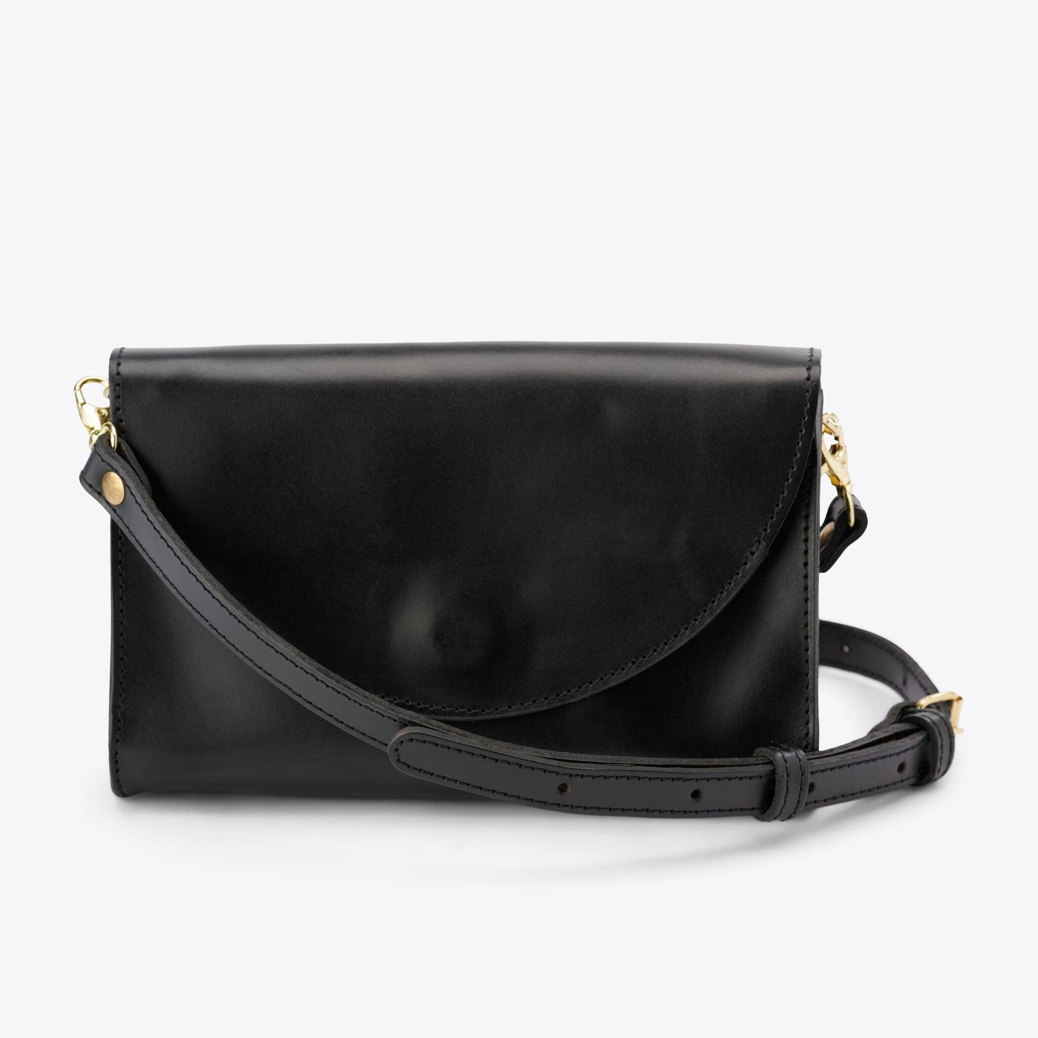 Cleo Convertible Crossbody Black Leather Handbag - unlined Nisolo 