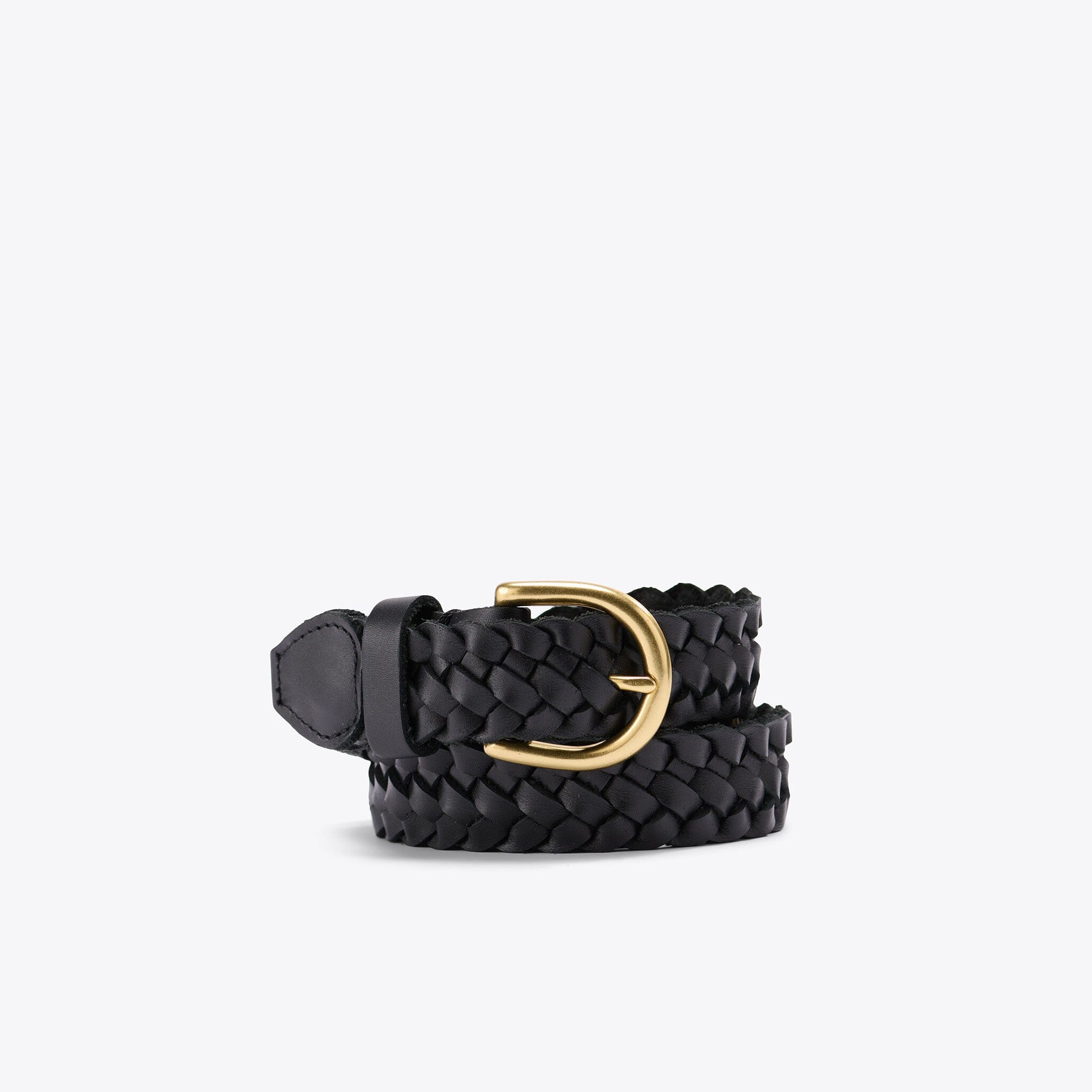 Black Leather Woven Belt