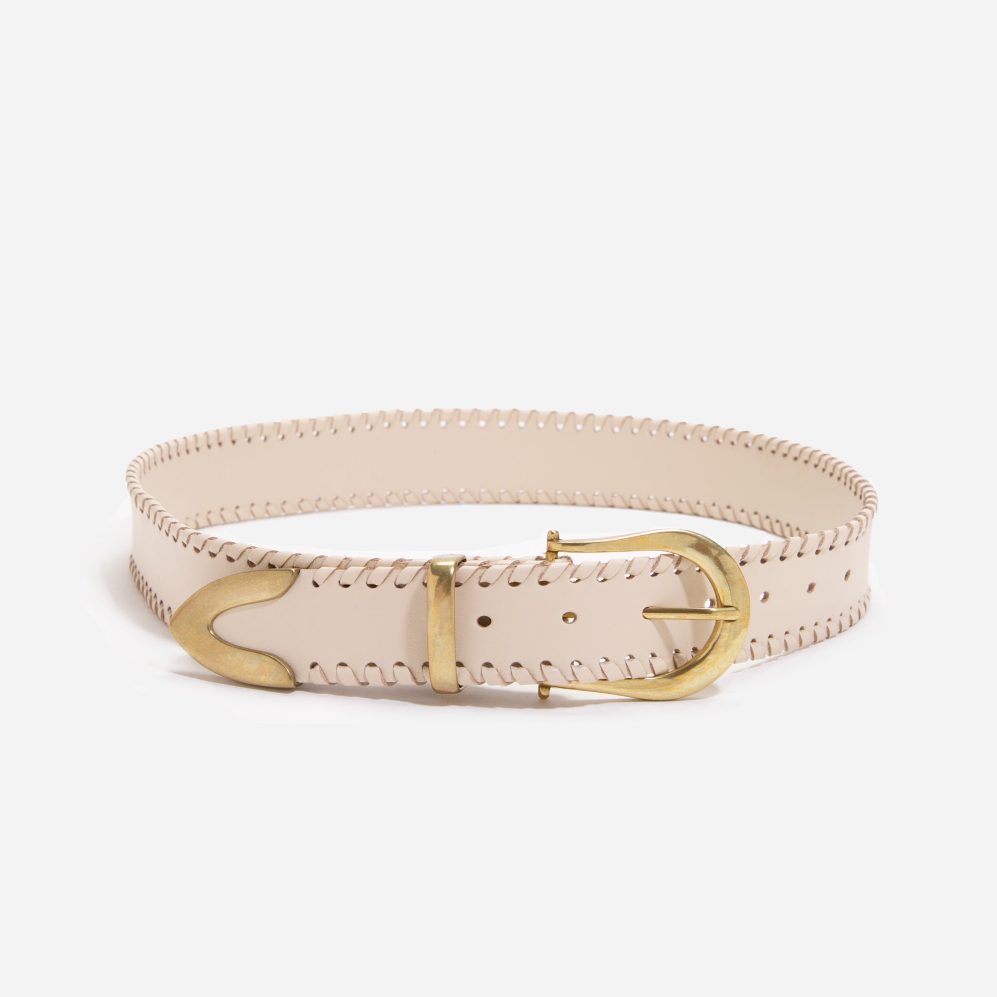 Bonnie Belt Whipstitch Pearl – Nisolo