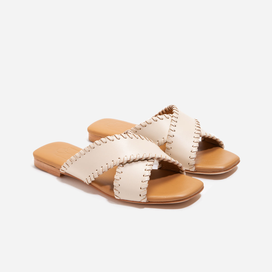 Catalina Sandal Whipstitch Pearl