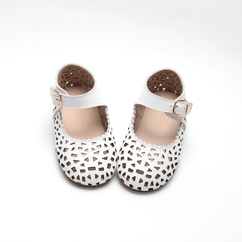 Leather Boho Mary Janes | Color 'Cotton'