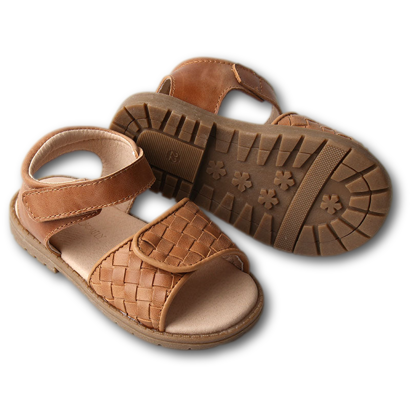 Woven Hard Sole Sandal Walnut
