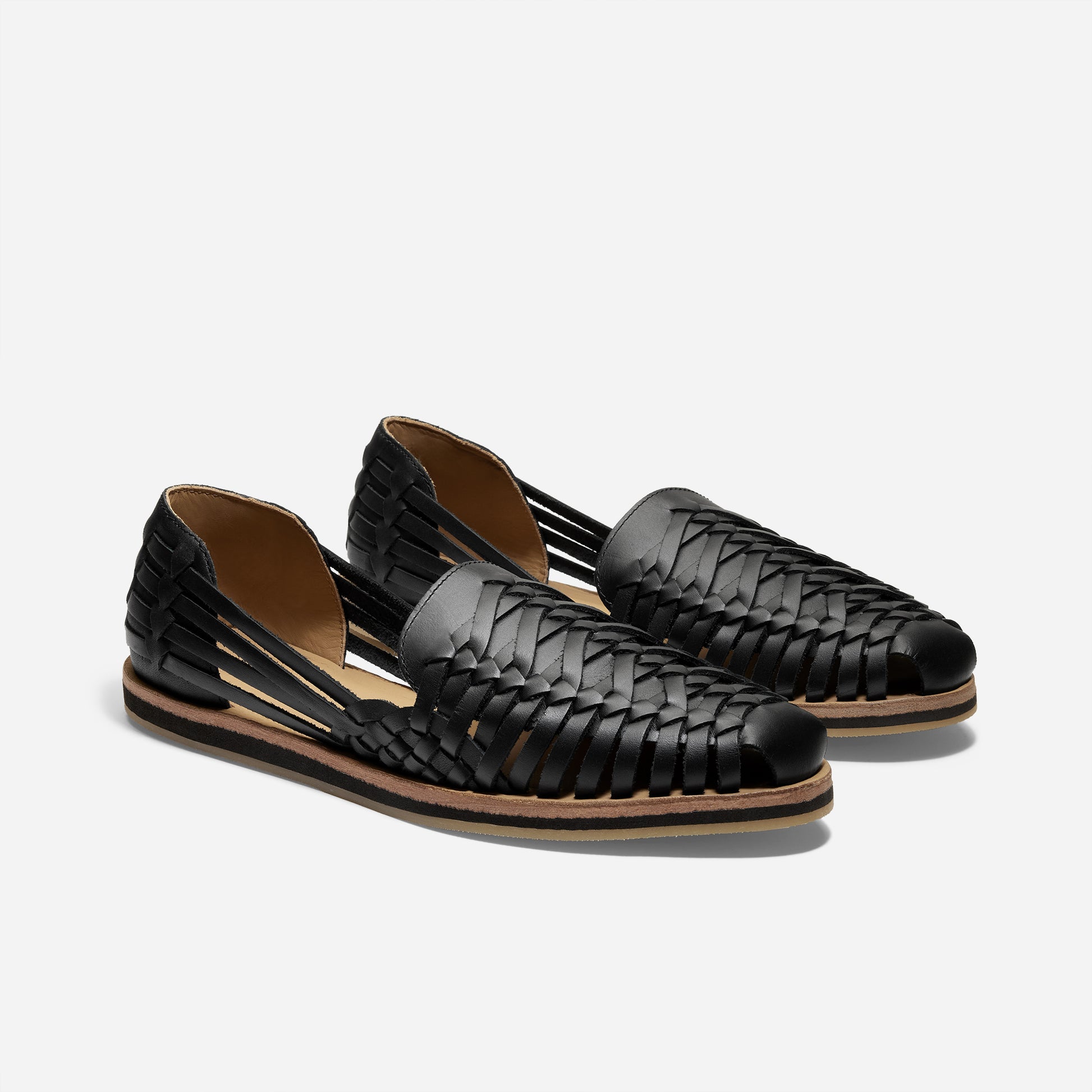 mens black dress sandals Men's 69213 Leather Slip On Open Toe Chunky Strap Slides Flip Flop Dress Sandals, Black, 9.5