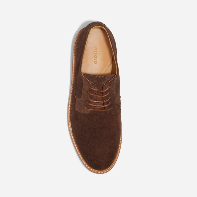 Rey Everyday Derby Lug Umber Brown Suede