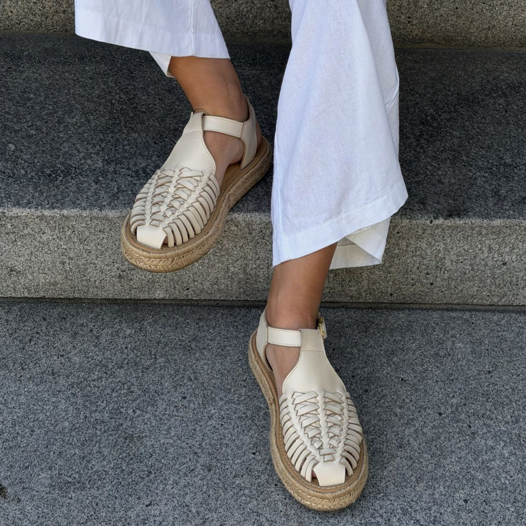 Huarache T-Strap Espadrille Sandal Bone