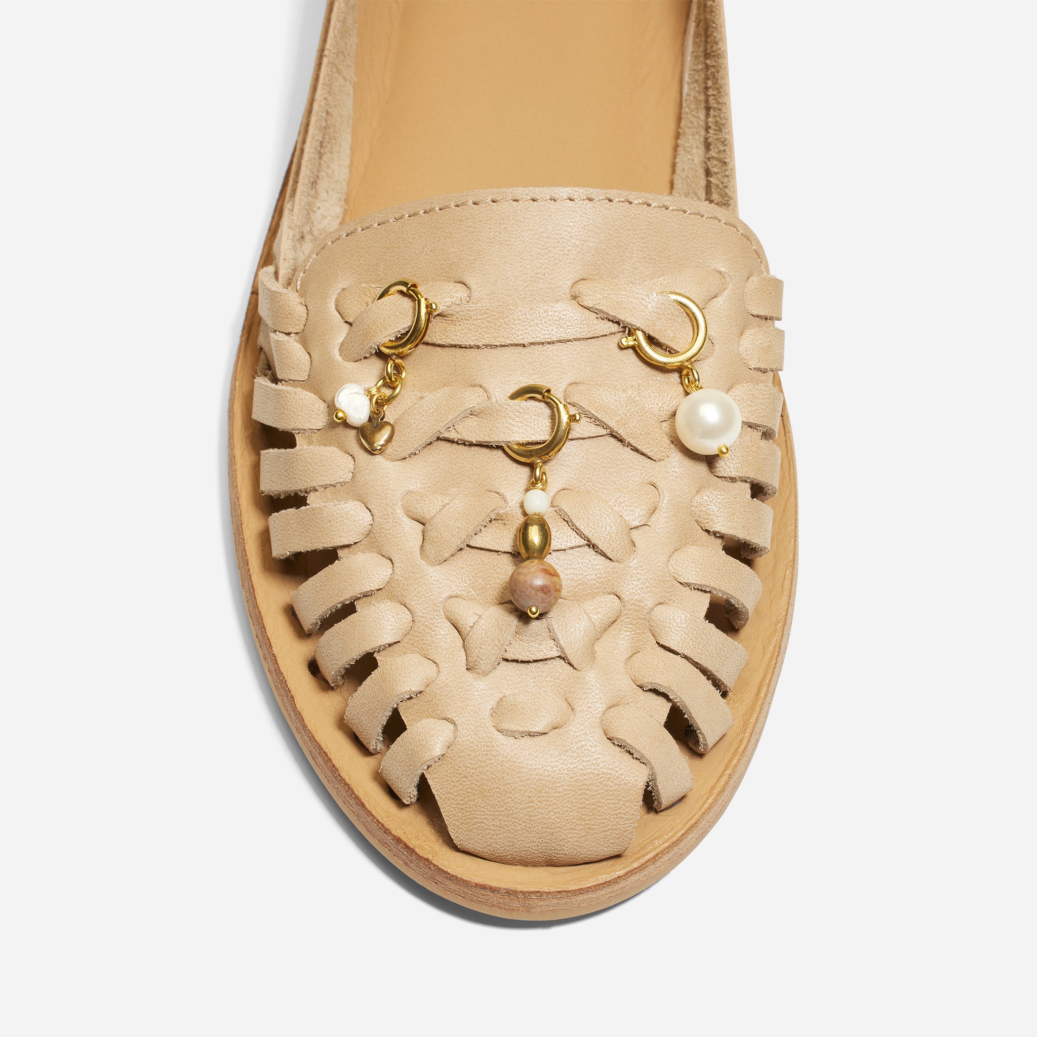 Shoe Charm Heart Pearl Bone