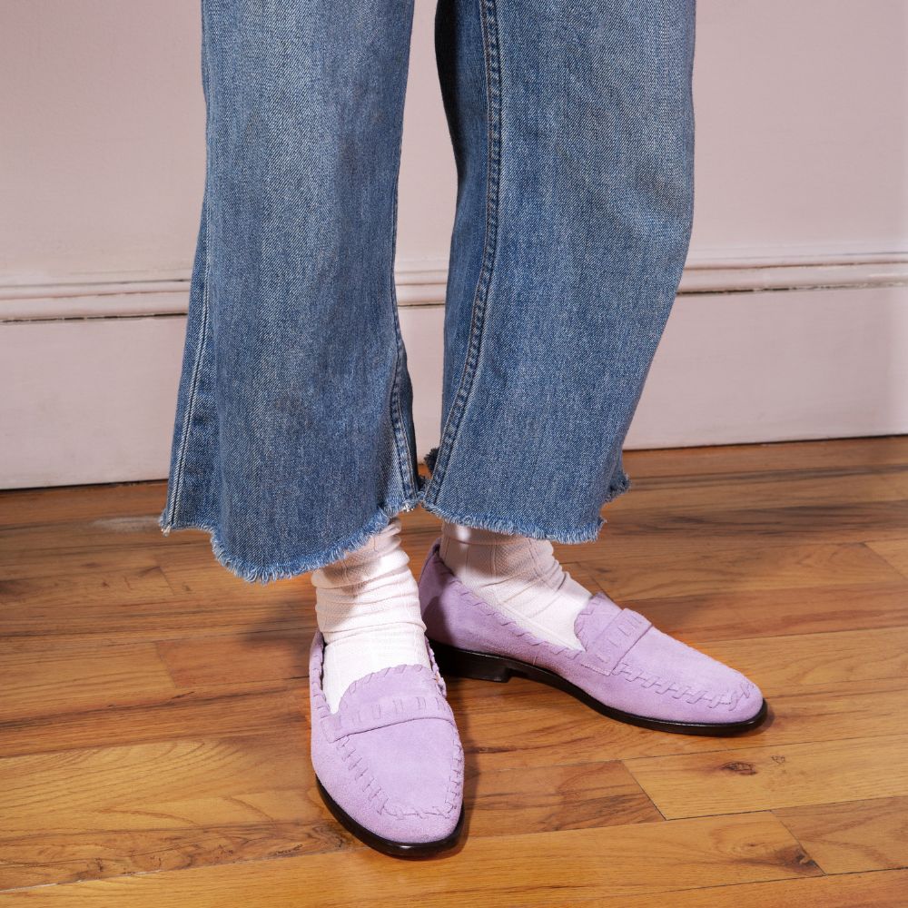 Lidia Whipstitch Loafer Almond