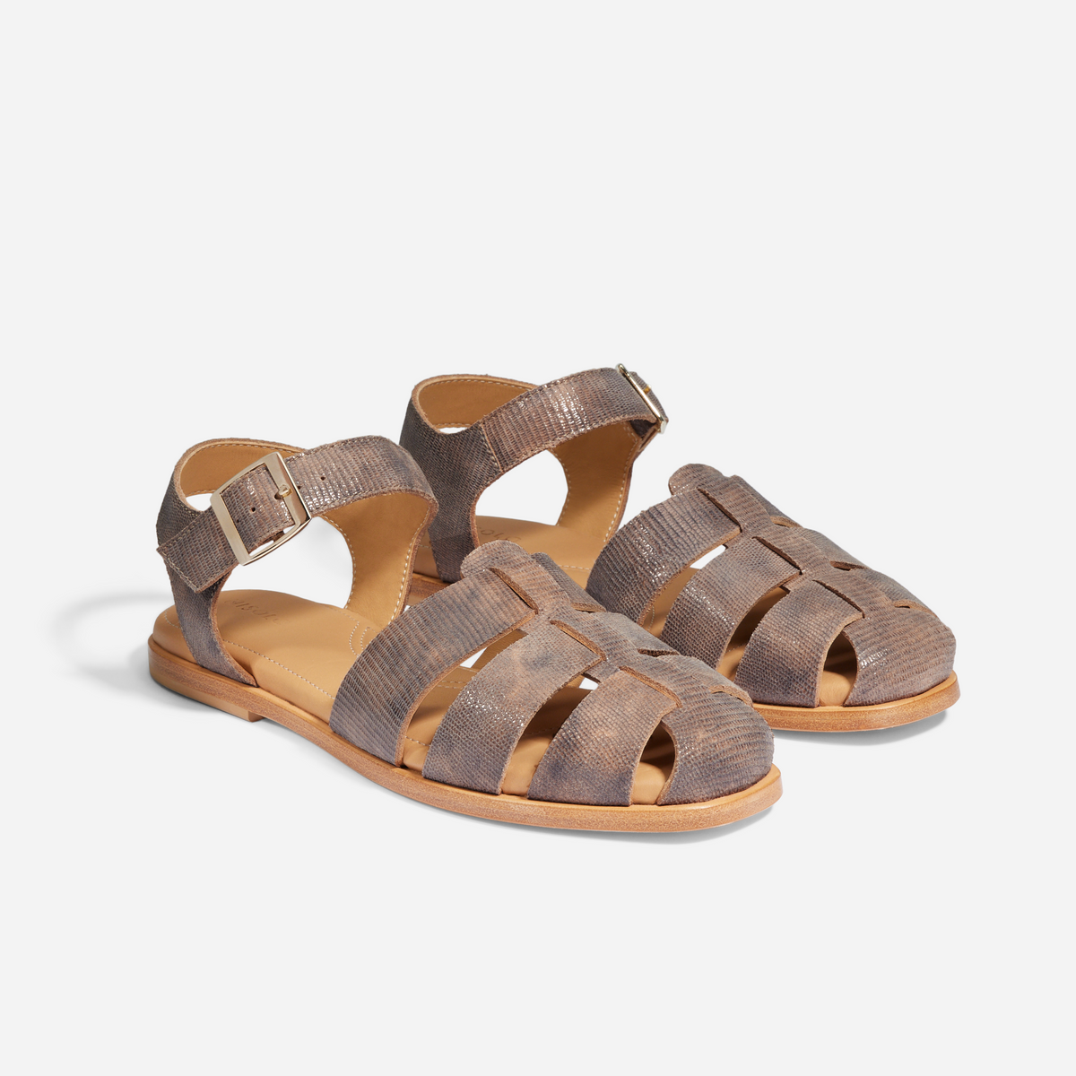 Mira Fisherman Sandal Greige Snake – Nisolo