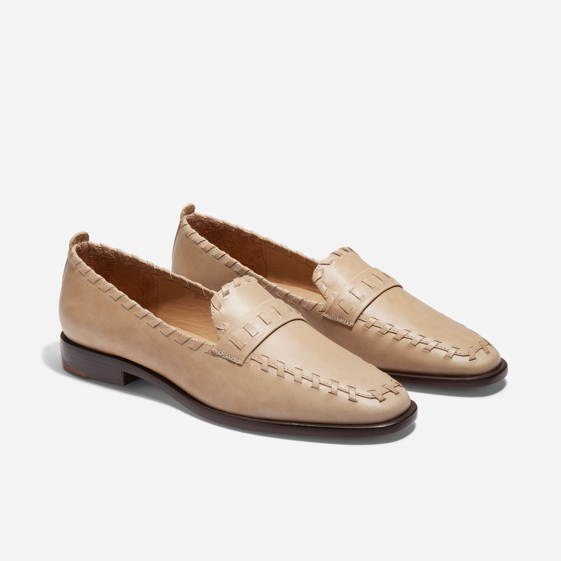 Lidia Whipstitch Loafer Almond