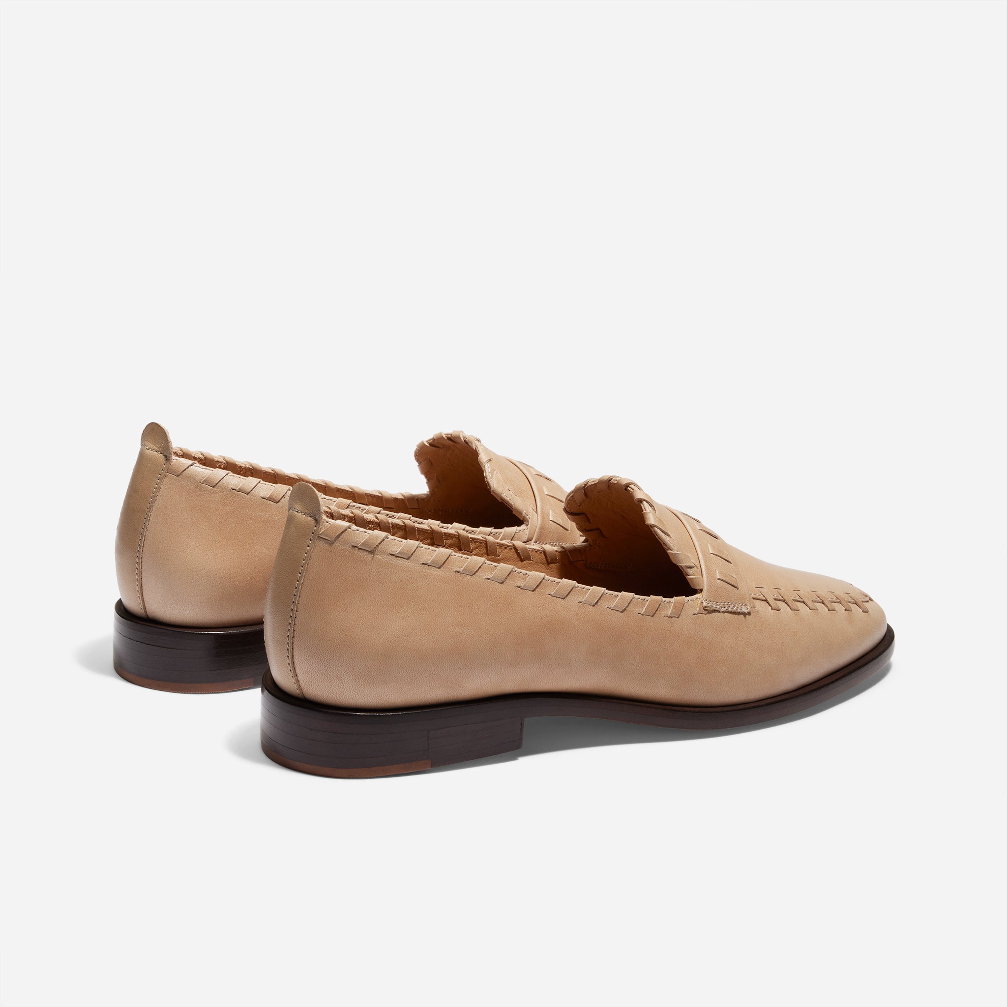 Lidia Whipstitch Loafer Almond