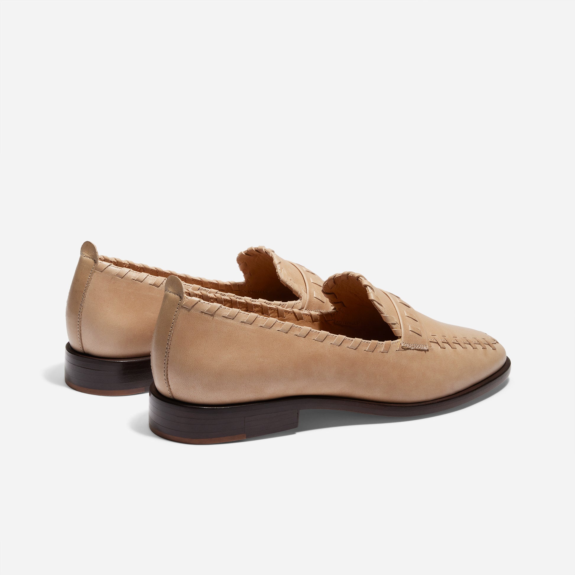 Lidia Whipstitch Loafer Almond
