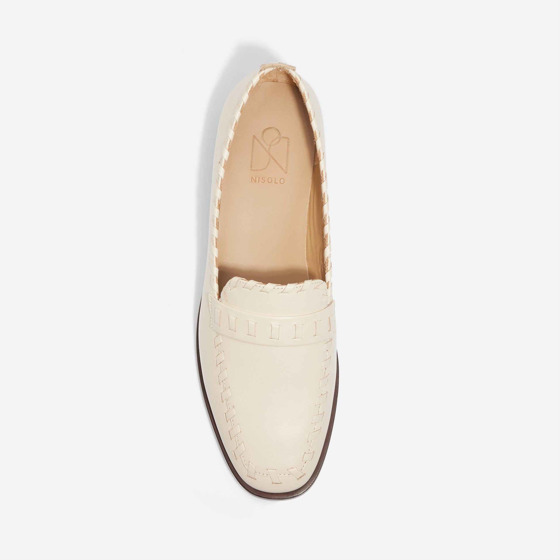 Lidia Whipstitch Loafer Pearl