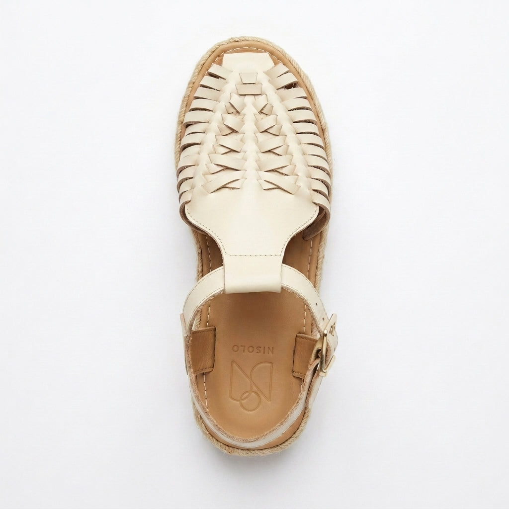 Huarache T-Strap Espadrille Sandal Bone