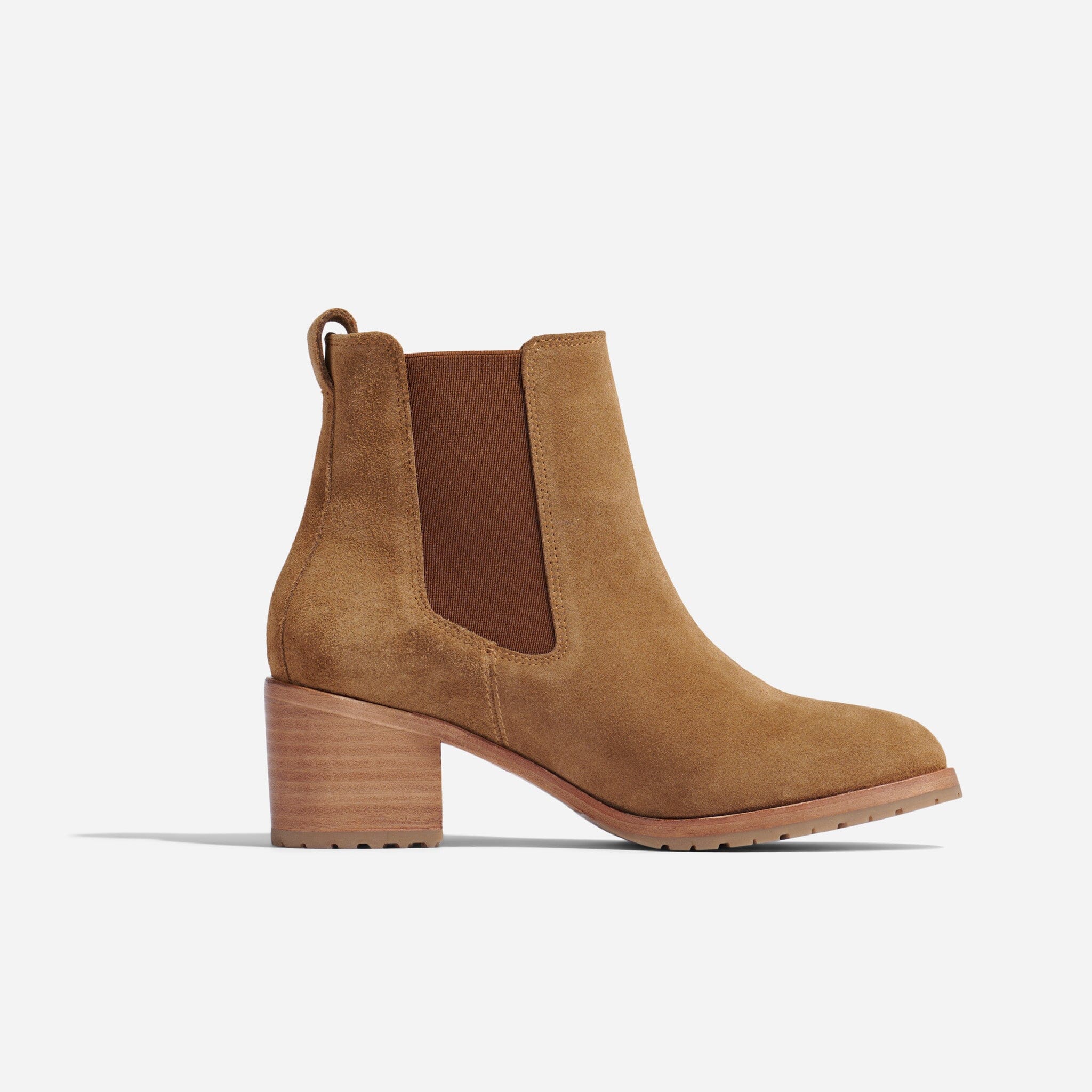 neutral suede Chelsea boots