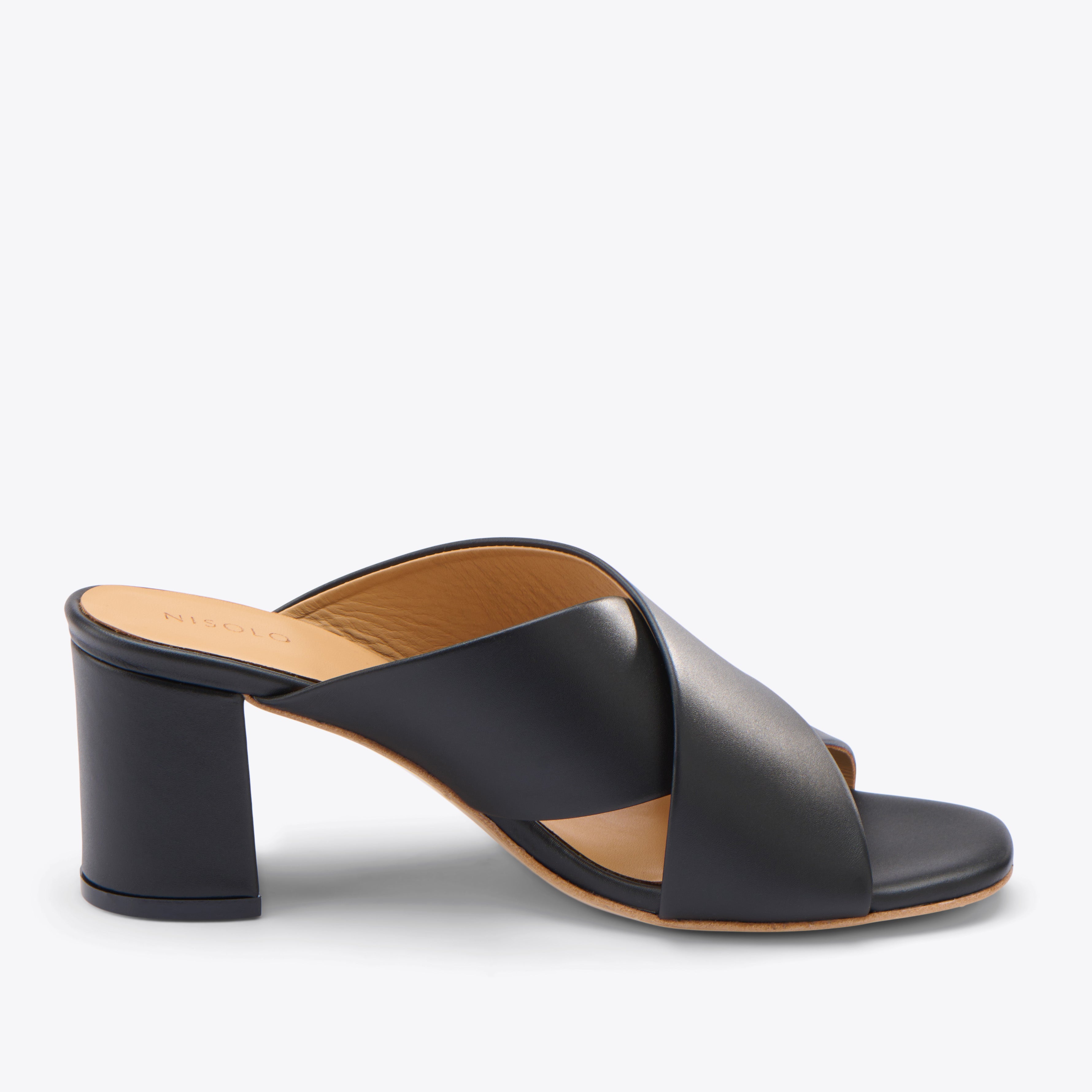 Carina Cross Strap Mule Black | Nisolo