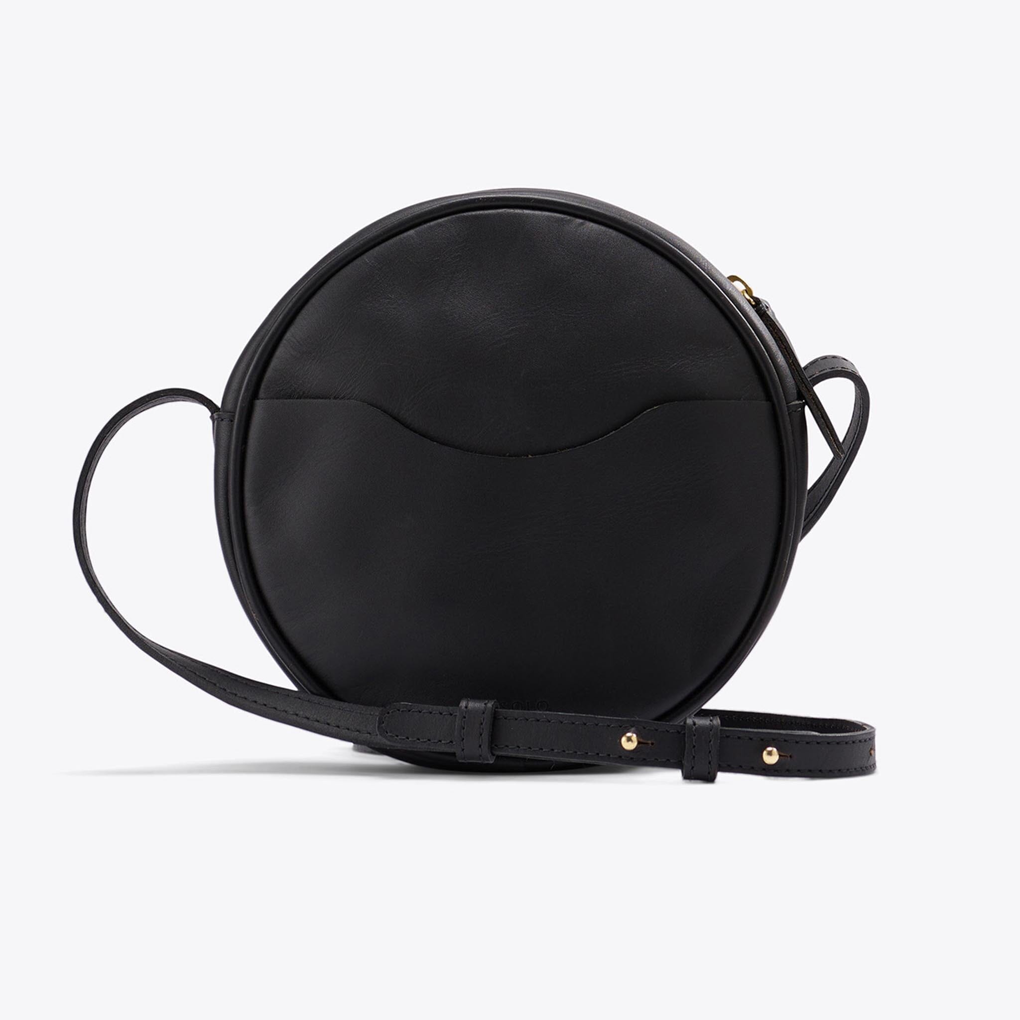 Carry-All Circle Crossbody Black Leather Handbag - unlined Nisolo 