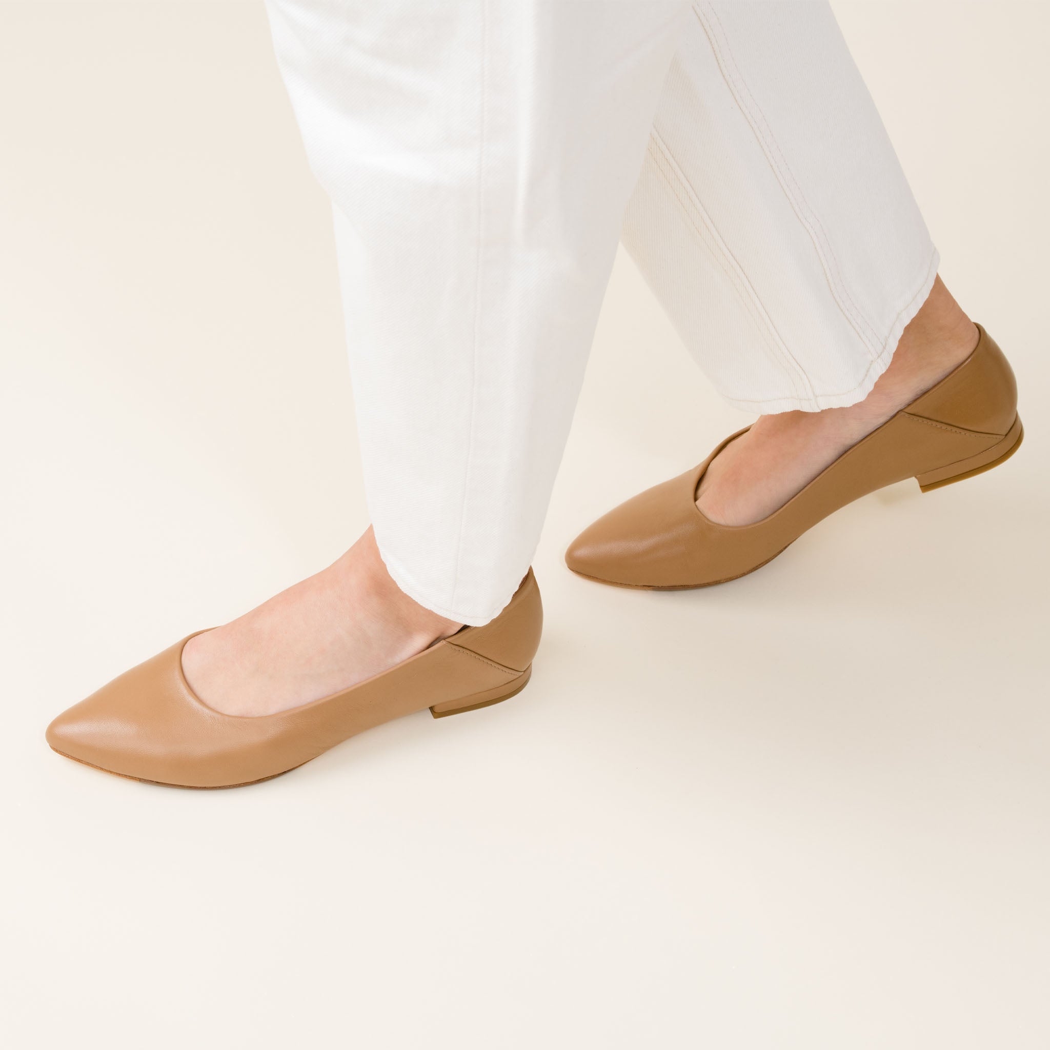 Fina Pointed Toe Flat Almond