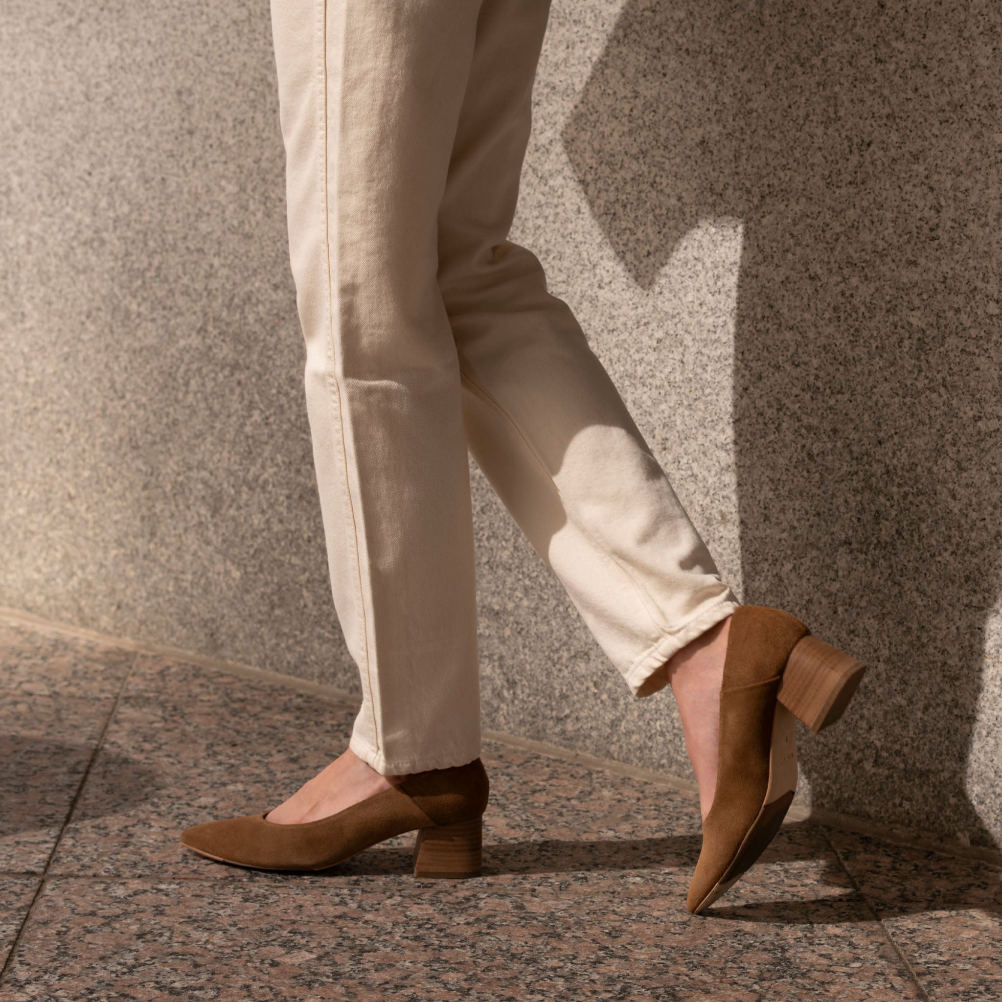 Taupe mid heel court shoes Clearance