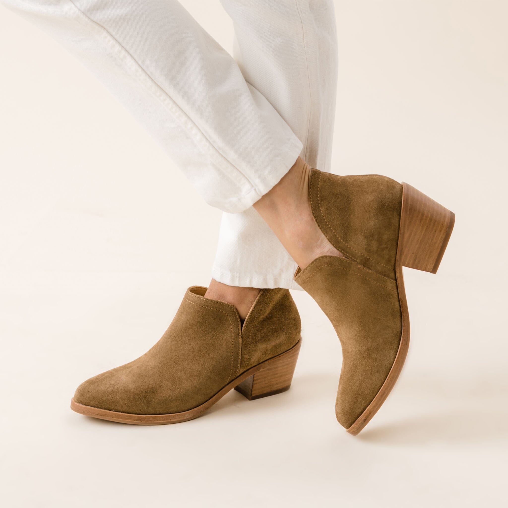 Mia Everyday Ankle Bootie Taupe-Suede Women's Leather Boot Nisolo 
