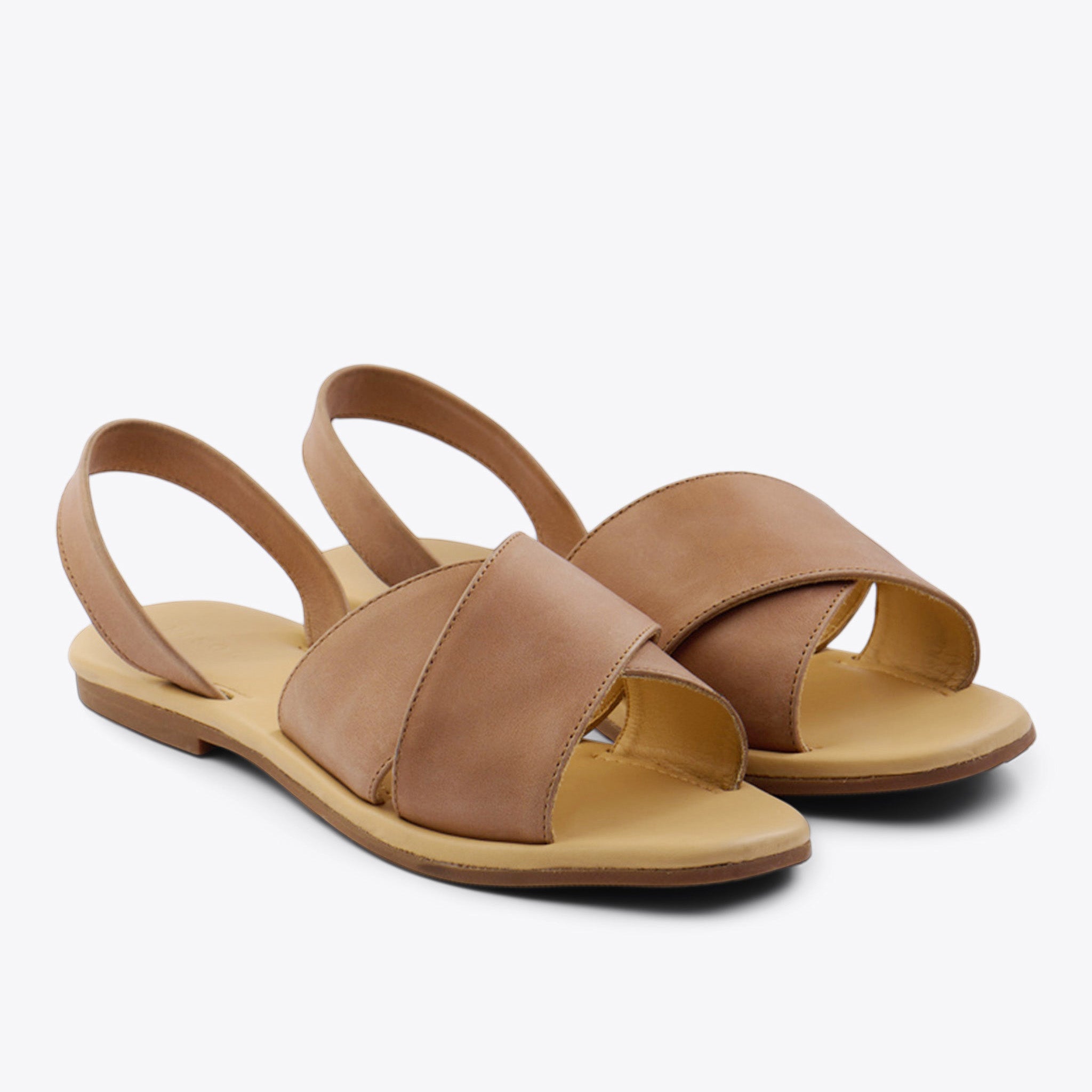 Amiti Platform leather sandal criss-cross with back strap Leather Sandals |  Pagonis Greek Sandals