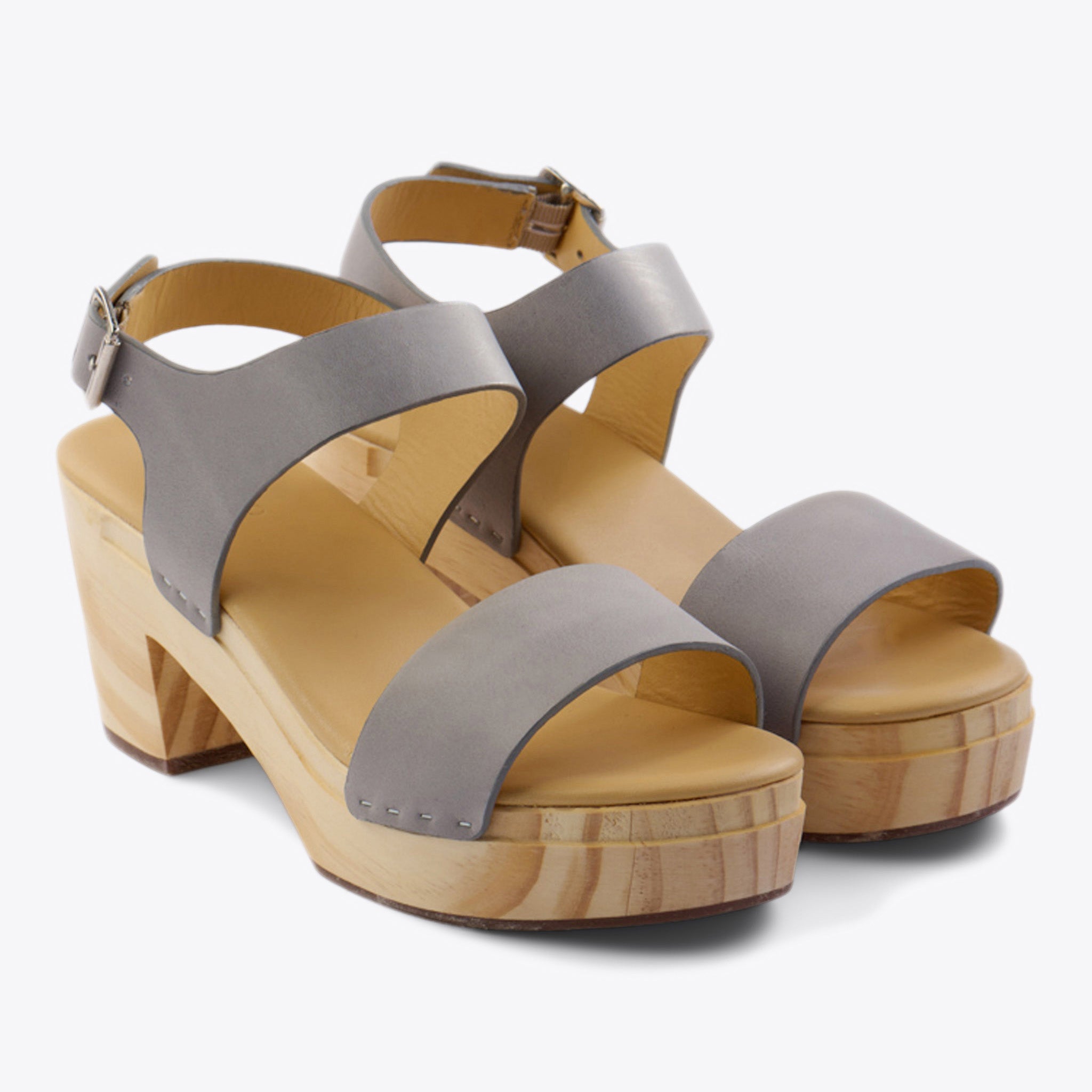 All-Day Open Toe Clog Sky Grey Women's Leather Clog Nisolo 