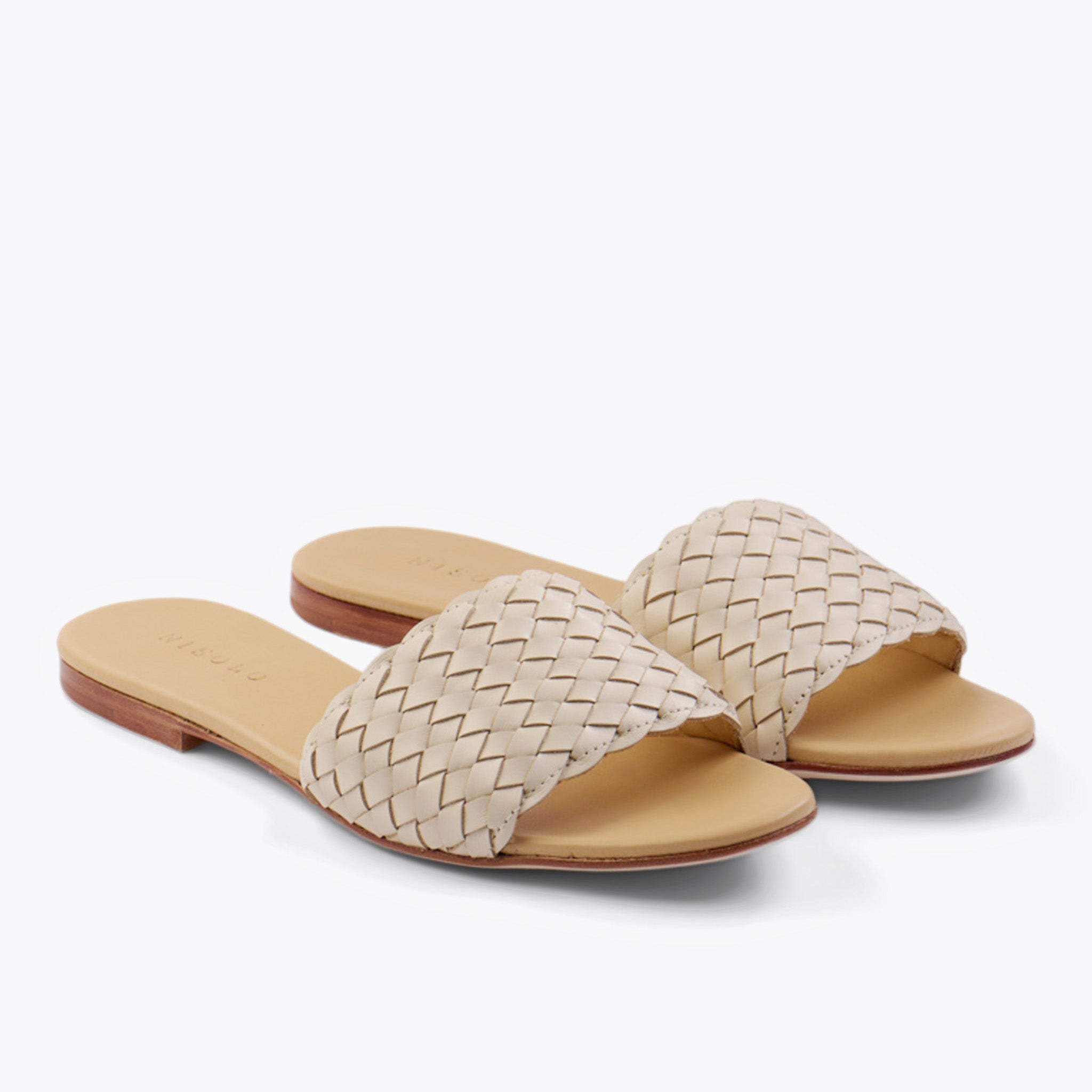 Isla Woven Slide Sandal Woven Bone Women's Leather Sandal Nisolo 