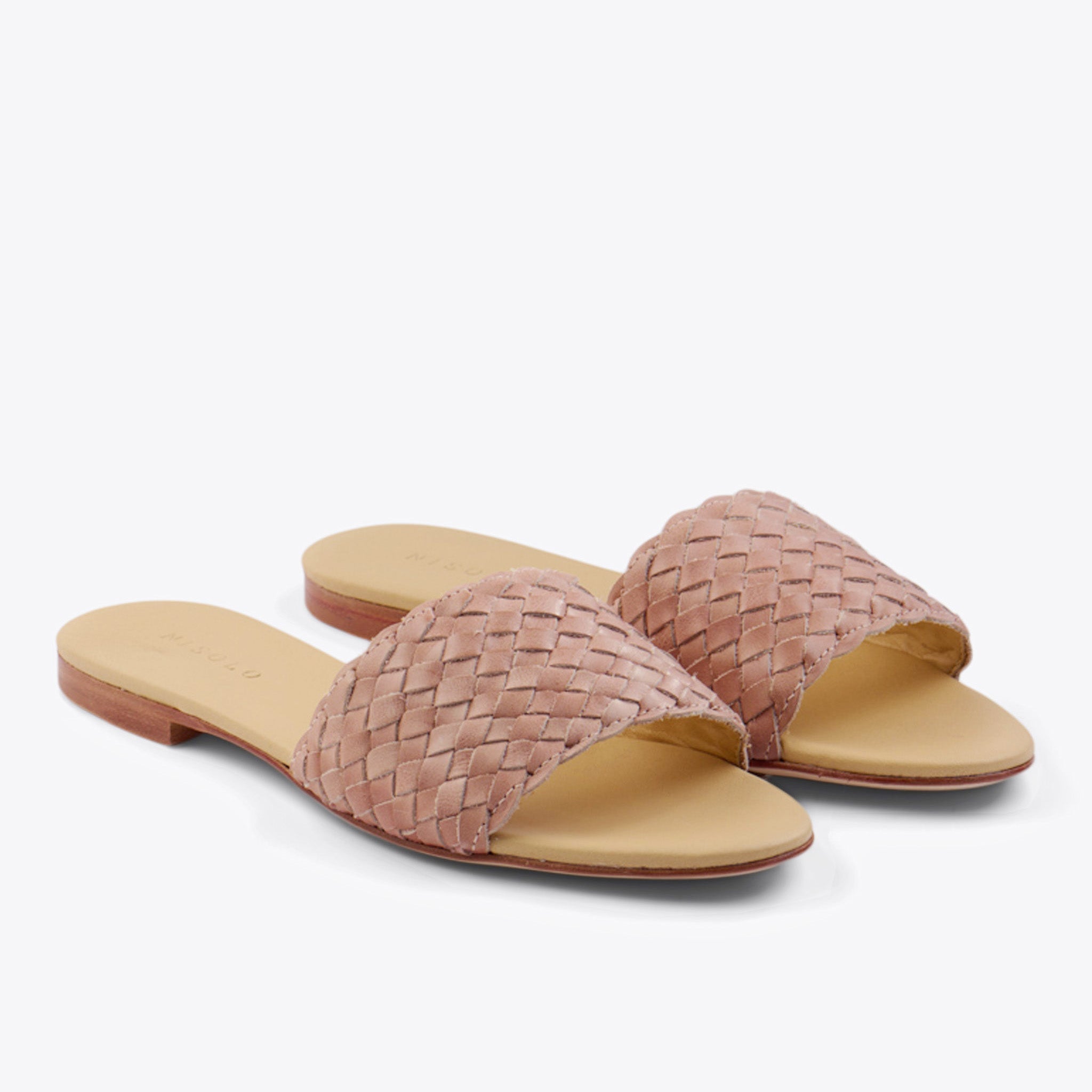 Isla Woven Slide Sandal Woven Desert Rose Women's Leather Sandal Nisolo 