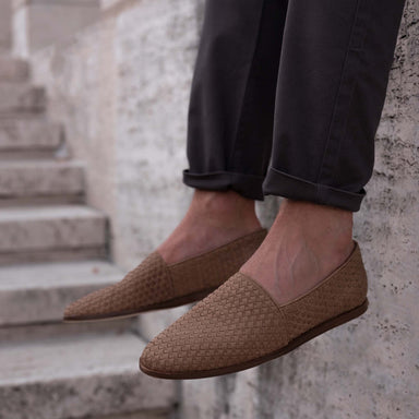 Image 1 of the Alejandro Woven Slip On Tobacco on model