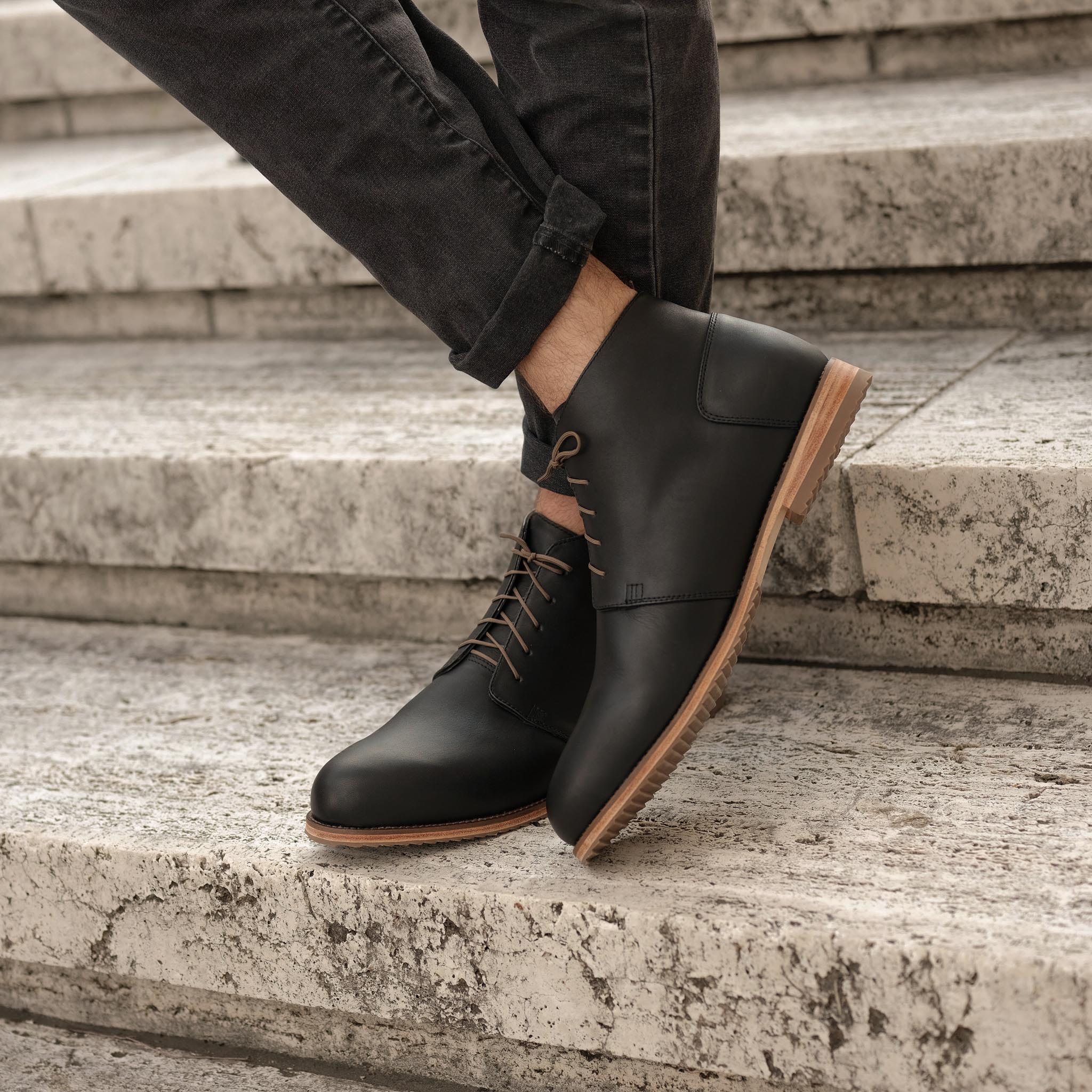 Image 2 of the Everyday Chukka Boot Black on model