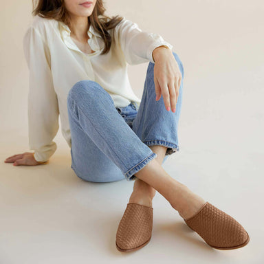 Image 1 of the Ama Woven Mule Woven Almond Women's Leather Slip On Nisolo 
