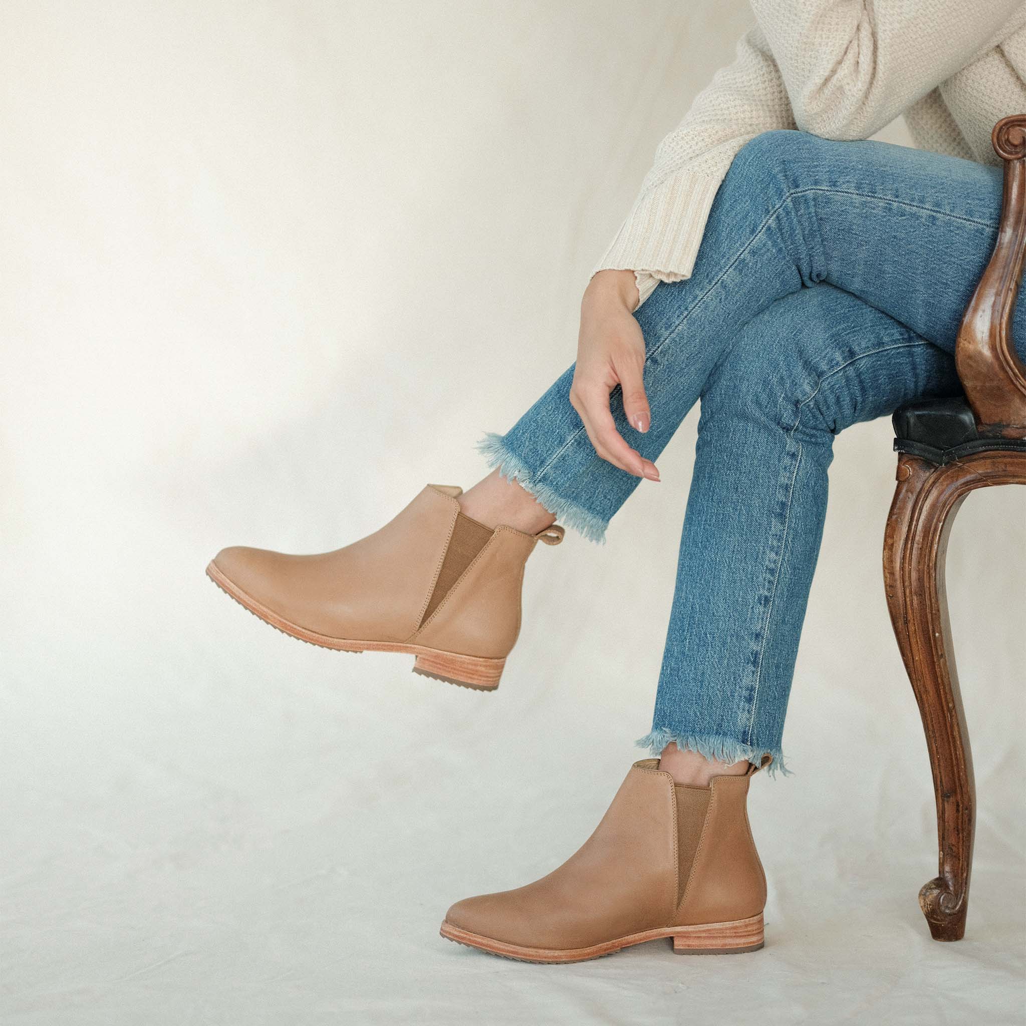 Image 3 of the Everyday Chelsea Boot Almond on model