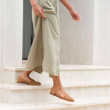 Image 1 Women's Huarache Sandal Almond Women's Leather Sandal Nisolo on Model